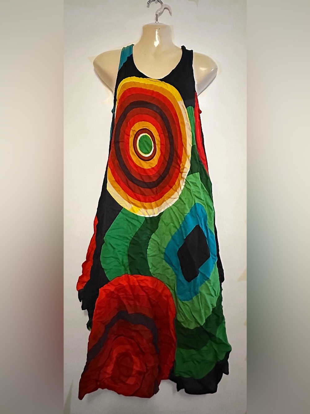 Multicolor Graphic Circle Print Maxi Skirt